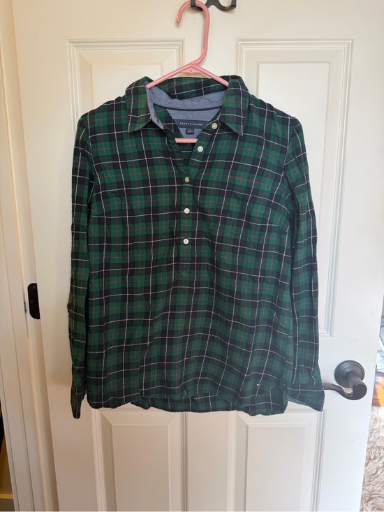 Tommy Hilfiger Tops - Tommy Hilfiger Green, Navy & Red Plaid Button-Down Shirt